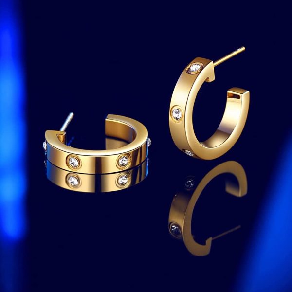 Love Earrings for Women Hoop Earrings Stainless Steel Earrings with Cubic Zirconia Stones Earrings Birthday Jewelry Christmas Gifts for Women Her-2