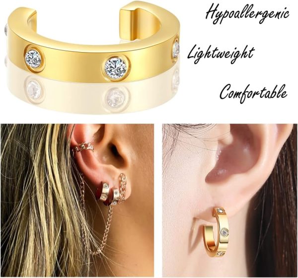 Love Earrings for Women Hoop Earrings Stainless Steel Earrings with Cubic Zirconia Stones Earrings Birthday Jewelry Christmas Gifts for Women Her-3