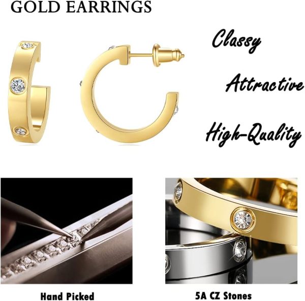 Love Earrings for Women Hoop Earrings Stainless Steel Earrings with Cubic Zirconia Stones Earrings Birthday Jewelry Christmas Gifts for Women Her-1