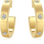Love Earrings for Women Hoop Earrings Stainless Steel Earrings with Cubic Zirconia Stones Earrings Birthday Jewelry Christmas Gifts for Women Her-0